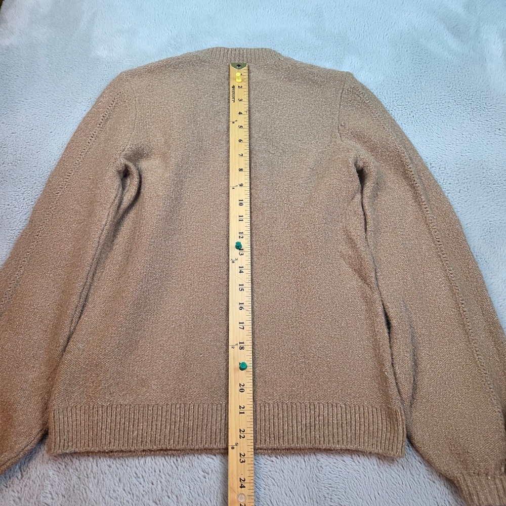 Lucky Brand Sweater Womens XS Brown Chevron Pointelle Knit Puff Sleeve Pullover - Picture 4 of 5